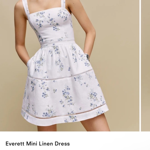 Everett Mini Linen Dress - White Floral Mini Everett Mini Linen Dress - White Floral Mini